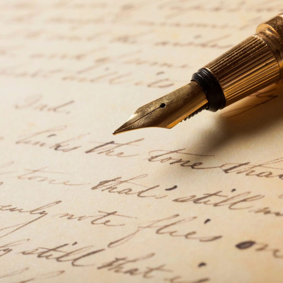 A fountain pen to communicate the idea of a writer of essays.